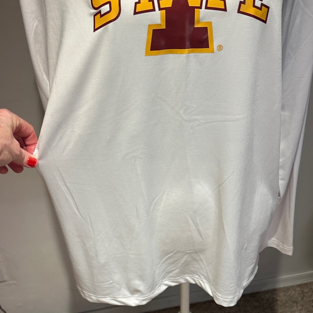 White Long Sleeve Shirt with Iowa State University Logo - Picture 3 of 4